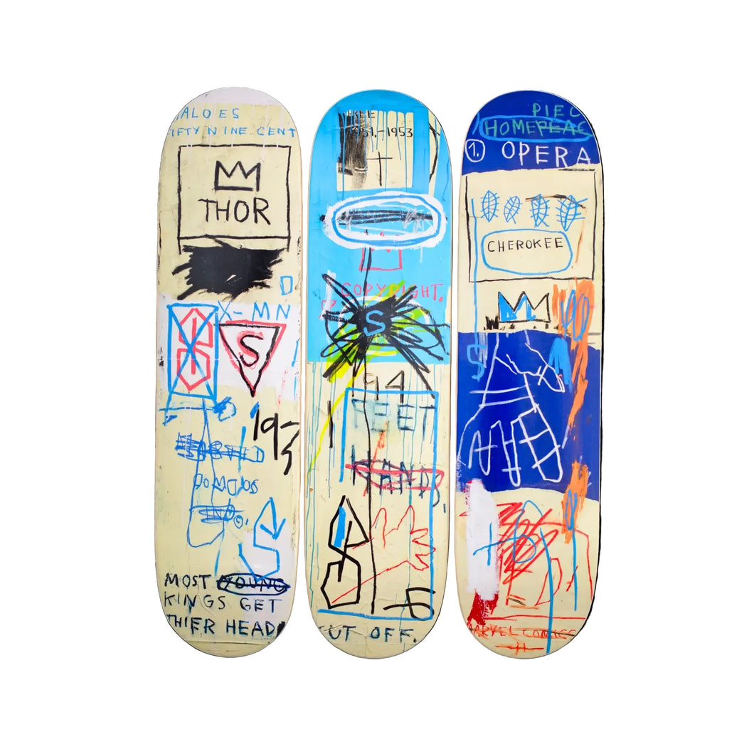 Charles the First by Jean-Michel Basquiat Skateboard Deck Triptych Skateroom
