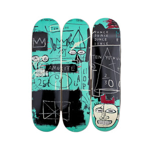 Equals Pi by Jean-Michel Basquiat Skateboard Deck Triptych Skateroom