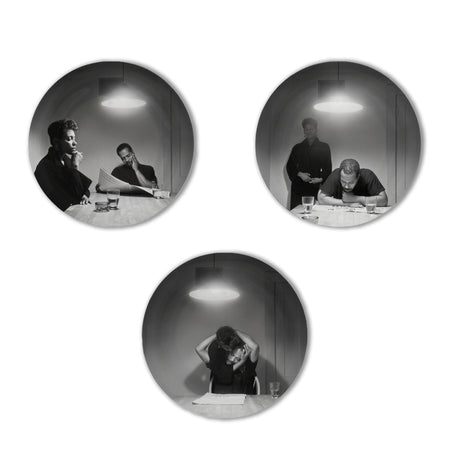 Untitled (Man reading newspaper) Plate Triptych by Carrie Mae Weems  Artware Editions   