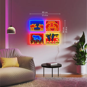 Mix Colored Keith Haring Neon Sign