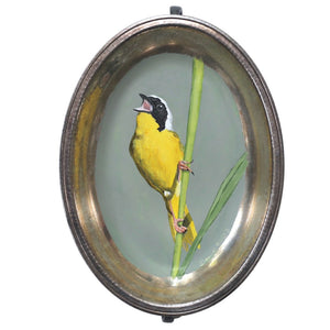 Common Yellow Throated Warbler Dish by Bill Samios  Artware Editions   