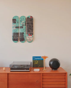 Equals Pi by Jean-Michel Basquiat Skateboard Deck Triptych Skateroom