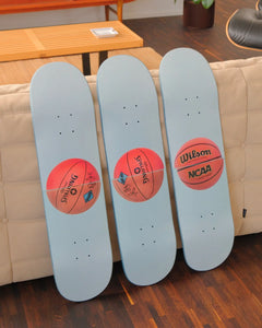 Three Ball 50/50 Tank (Spalding Dr. JK Silver Series, Wilson Supershot) by Jeff Koons Limited Edition Skateboard Deck Triptych Skateroom