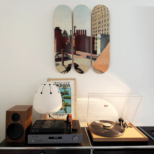 City Roofs by Edward Hopper Skateboard Deck Triptych Skateroom