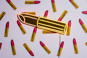 Golden Lipstick Neon Sign by Tom Wesselmann  yellowpop   