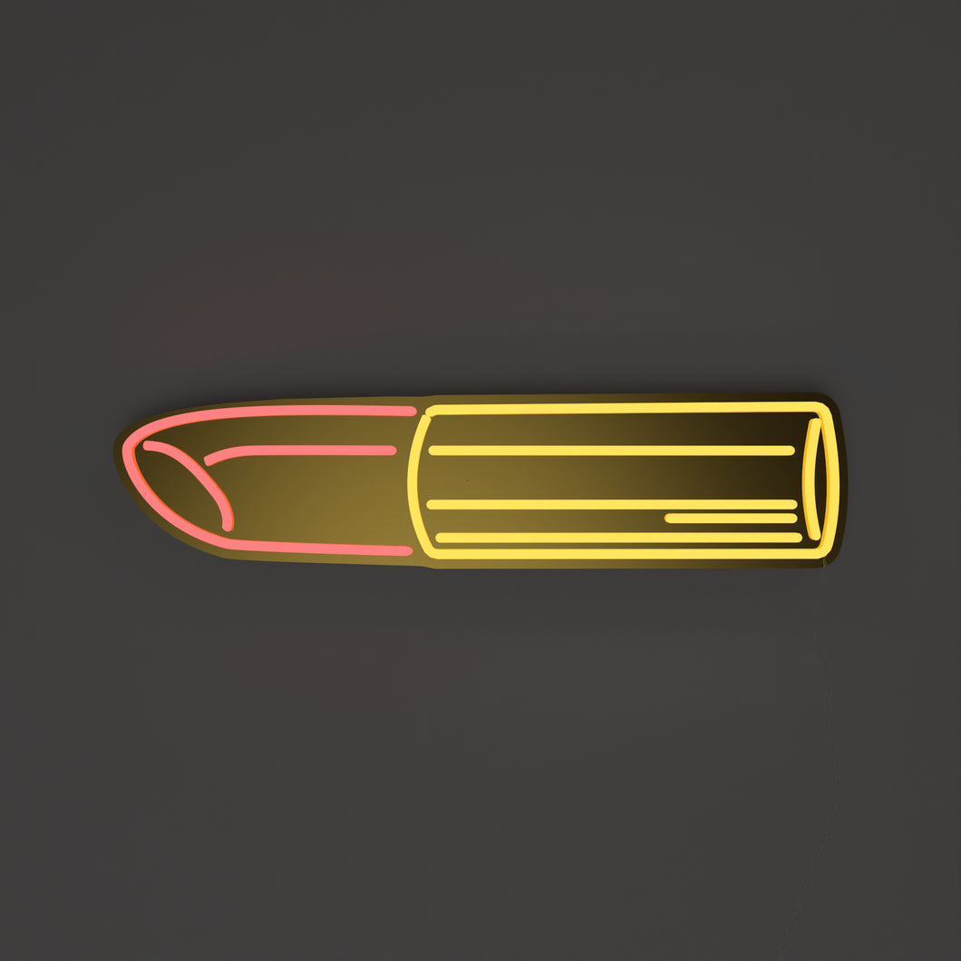 Golden Lipstick Neon Sign by Tom Wesselmann  yellowpop   