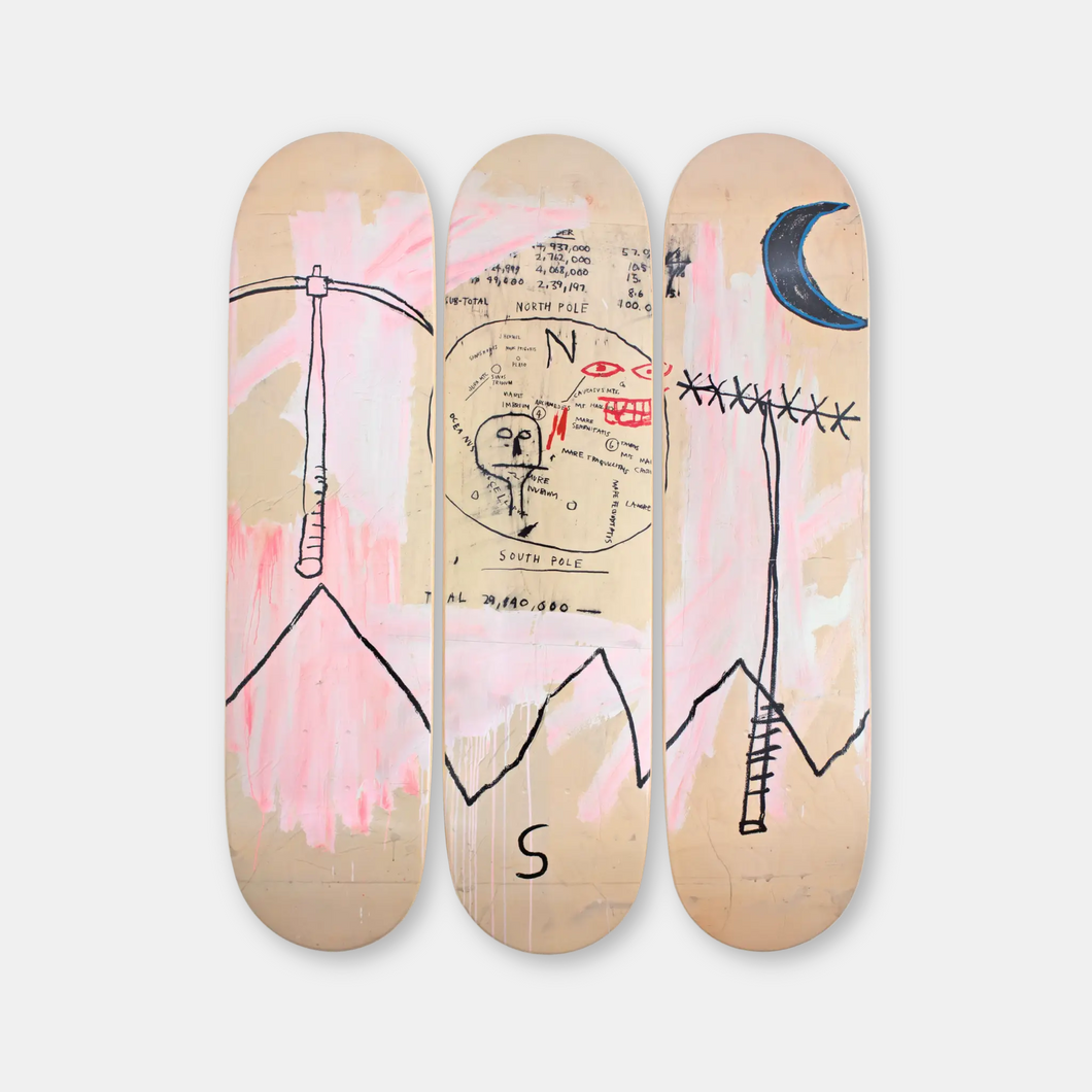 Both Poles by Jean-Michel Basquiat Skateboard Deck Triptych Skateroom