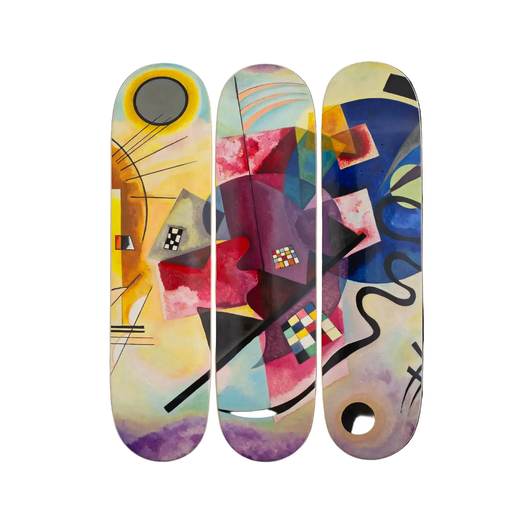 Yellow-Red-Blue by Wassily Kandinsky Skateboard Deck Triptych Skateroom