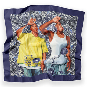 Two Heroic Sisters Silk Scarf by Kehinde Wiley  Artware Editions   