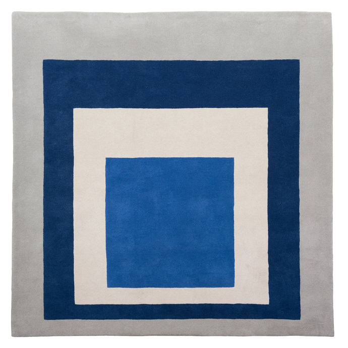 Homage to the Square: Blue, White Grey (Rug) by Josef Albers ARTISTS,OBJECTS,GIFTING Farr   