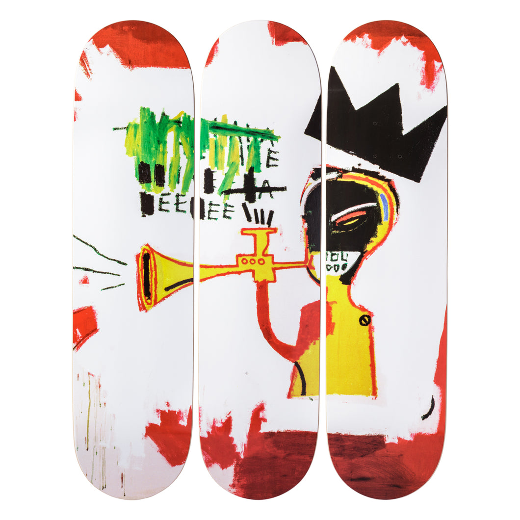 Trumpet by Jean-Michel Basquiat Skateboard Deck Triptych Skateroom