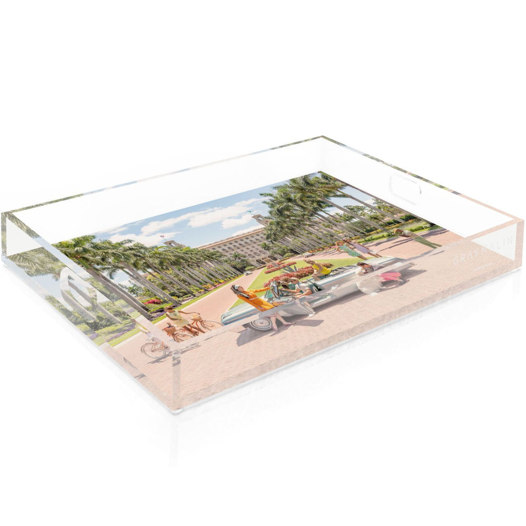 The Breakers Palm Beach Tray by Gray Malin  Artware Editions Serving Tray w/ Handles (22.5 x 14.5