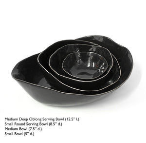 Molosco Bowls by Laura Letinsky ARTISTS,GIFTING,OBJECTS vendor-unknown Black with Platinum Trim deep oblong serving bowl (12") 