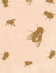 Flypaper Wallpaper by Rob Wynne ARTISTS,OBJECTS vendor-unknown Icing Pink (bronze metallic fly) - double roll  