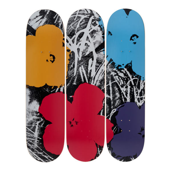 Flowers (Grey/Red) Skateboard Decks after Andy Warhol  Skateroom   