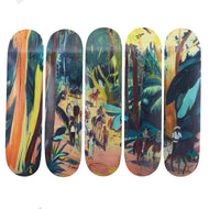 Expats Ticos and Gringos by Jules de Balincourt Skateboard Deck Pentaptych Skateroom
