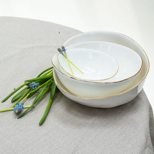 Molosco Complete Bowl Set (black or white) by Laura Letinsky  Artware Editions White with Gold Trim  
