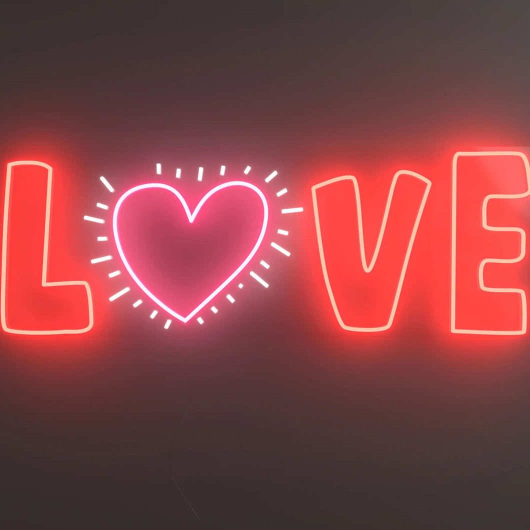 Radiant Love Neon Sign by Keith Haring  Artware Editions   