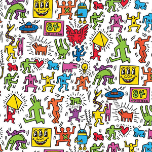 Three Eyed Face Wallpaper by Keith Haring  Artware Editions Kaleidoscope Colors  