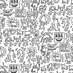 Three Eyed Face Wallpaper by Keith Haring  Artware Editions White Cloud  