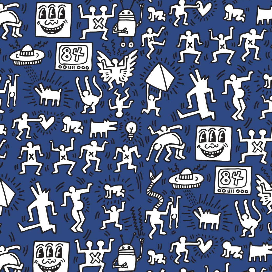 Three Eyed Face Wallpaper by Keith Haring  Artware Editions Deep Blue Sea  