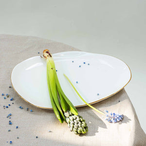Molosco Serving Pieces (black or white) by Laura Letinsky  Artware Editions Small Serving Platter (6.2 x 9.8 x 0.1") White with Gold Trim 