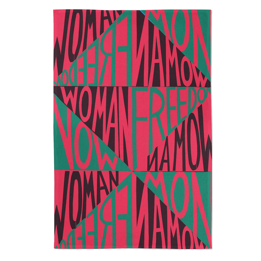 Woman Freedom Now Tea Towel by Faith Ringgold  Artware Editions   